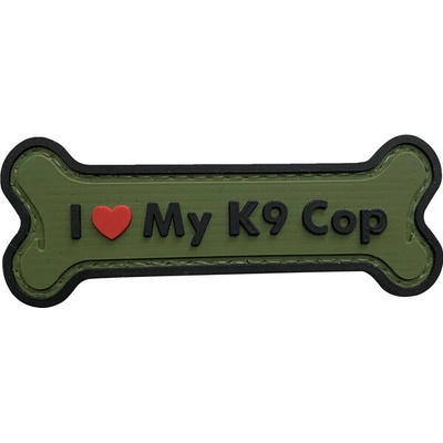 WARAGOD I love my K9 Cop PVC nášivka, zelená