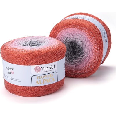 Yarn Art Flowers alpaca 421 šedá, světle šedá, růžová, oranžová
