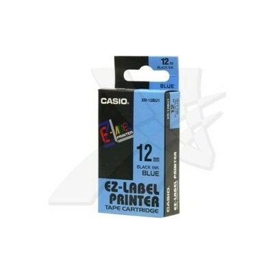 Originálny páska do tiskárny Casio štítků, Casio, XR-12BU1, černý tisk/modrý podklad, nelaminovaná, 8m, 12mm