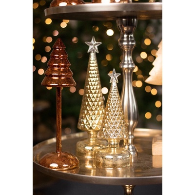 Mars & More Zlatý svítící skleněný vánoční stromek Led L - Ø 8*30 cm - Mars & More