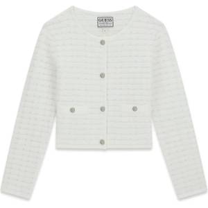 GUESS Плетена стилна жилетка в мръсно бял цвят с копчета Guess