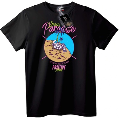 NOONEBRAND Тениска Космически Рай и Луна - S, Black