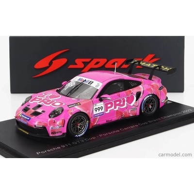 Carrera Spark model Porsche 911 992 Gt3 Cup N 999 Porsche Cup Brazil Champion 2023 Nicolas Costa Pink 1:43