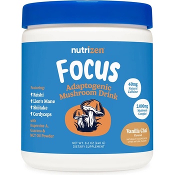 Nutricost Смес от адаптогени гъби (рейши, лъвска грива, шийтаке, кордицепс) + гуарана и хуперизин 240 g прах, с вкус на ванилия | Nutricost (57469 (680102) NC)