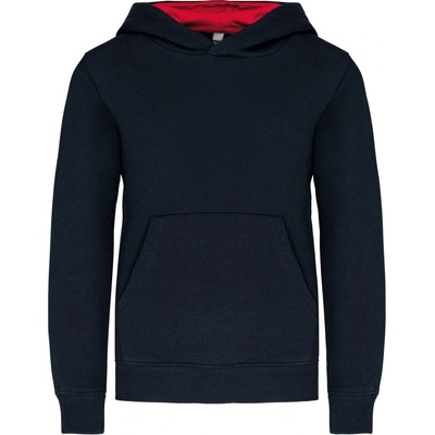 Kariban K453 detská kontrastná mikina s kapucňou navy/red