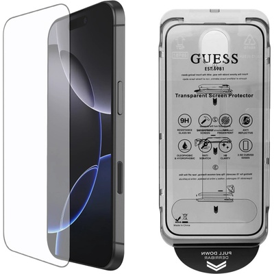 GUESS Протектор за iPhone 16 - Guess Classic 2.5D Outline (GUTGP16SBOKGCIT) - Черен