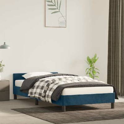 zahrada-XL 347553 Rám postele bez matrace tmavě modrý samet