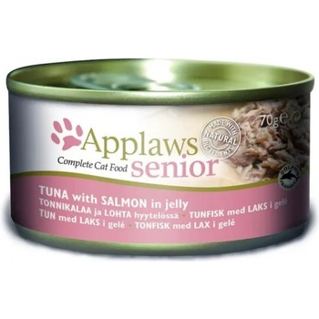 Applaws Senior Tin in Jelly with Tuna and Salmon - Месни хапки за възрастни котки с риба тон и сьомга в желе 70 гр 1328CE-A