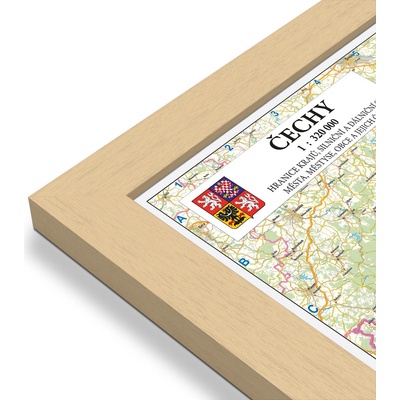 Excart Maps Čechy - obří nástěnná mapa 190 x 137 cm Varianta: mapa v dřevěném rámu, Provedení: Pegi přírodní