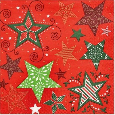 Pap Star Ubrousky Heavenly Starsčervená 88674 20ks 3V 33x33cm