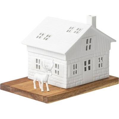 Lucerna Raeder horská chatka - räder Porcelánový svícen domeček Ski Hut, bílá barva, dřevo, porcelán