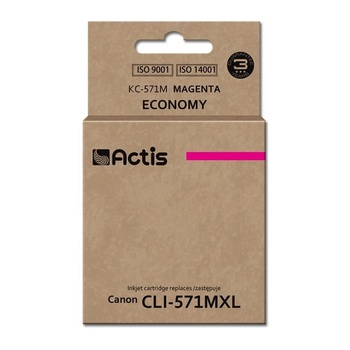 Compatible Мастилена касета Actis CLI-571XL, съвместима, цвят Magenta, за Canon, 12 ml (KC-571M) (KC-571M)