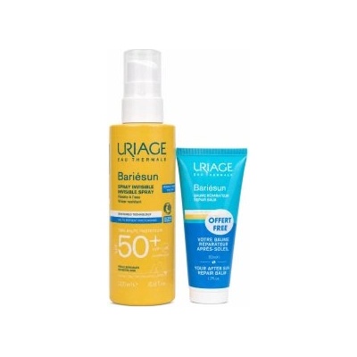 Uriage Bariésun комплект за перфектен тен Invisible Spray SPF 50+ + After Sun Repair Balm 200 ml + 50 ml