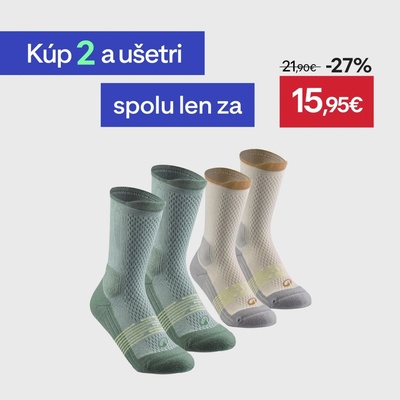 Quechua detské turistické vysoké ponožky HIKE 500 zelené zelená
