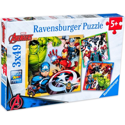 Ravensburger Пъзел Ravensburger от 3 x 49 части - Отмъстителите (8040)