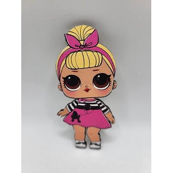 Loranc Магнит за торта - кукла LOL с розова панделка