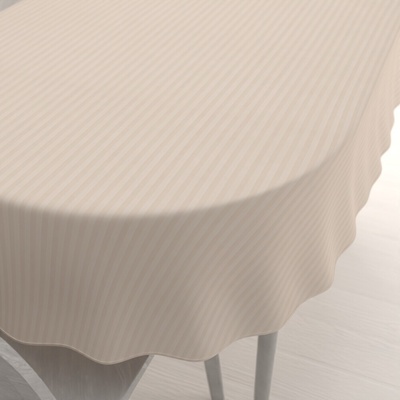 Biante Damaškový oválny obrus Atlas Grádl DM-023 Krémovo béžový pásiky 1 cm 50x100 cm