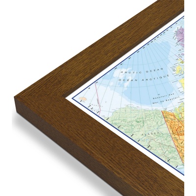 Maps International Kanada - nástěnná politická mapa 120 x 100 cm Varianta: mapa v dřevěném rámu, Provedení: Pegi tmavý ořech