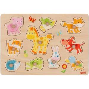 Goki - Puzzle Puzzle Drevená vkládačka Mláďatá - 1 - 39 piese