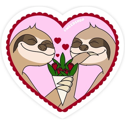 WeedShop Samolepka zamilovaní lenochodi Valentýn