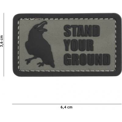 Gumová nášivka 101 Inc nápis Stand Your Ground - sivá