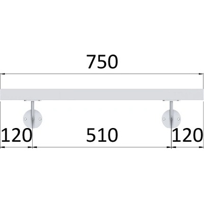 Madlo 40x40mm, L-750mm, broušená nerez AISI304