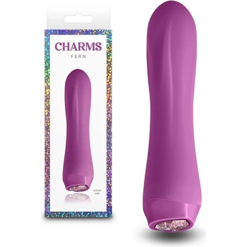 Image 1 of Мини вибратор с кристал в основата, 13, 4см. - Charms Fern Ruby (NSTOYS1095)