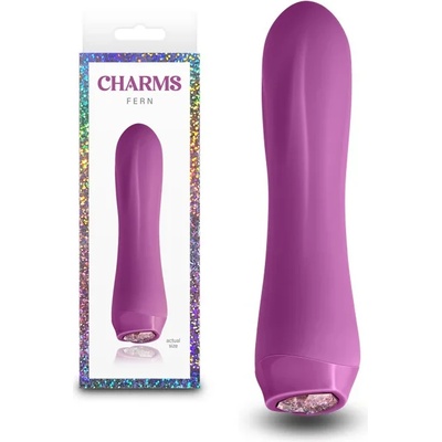 Мини вибратор с кристал в основата, 13, 4см. - Charms Fern Ruby (NSTOYS1095)