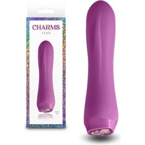  Мини вибратор с кристал в основата, 13, 4см. - Charms Fern Ruby (NSTOYS1095)