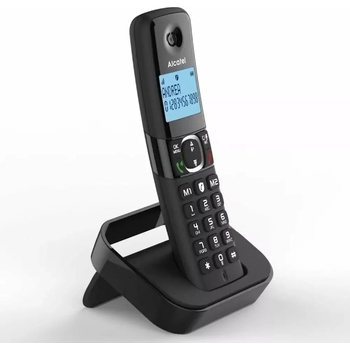 Alcatel Безжичен DECT телефон Alcatel F860, монохромен осветен дисплей, адресна памет за 100 номера, 2 режима за блокиране на повиквания, черен (1015160)