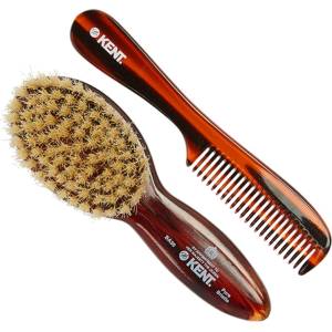Kent Tortoiseshell Effect Soft Natural Bristle Baby Brush and Comb Set
