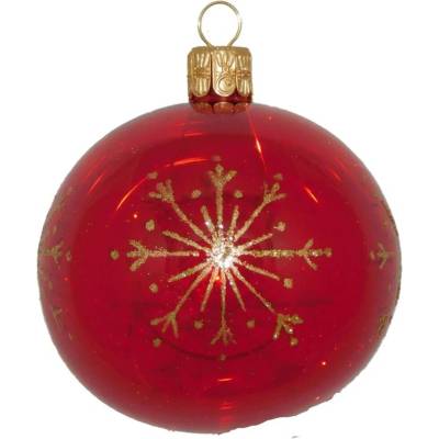 ORNEX Guľa sklenená červená vločky 70 mm