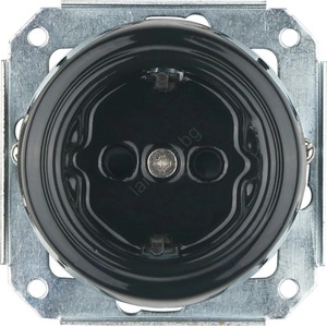 Reblig - Порцеланова ретро стенна розетка без рамка SCHUKO 250V/16A черна (RG0218)