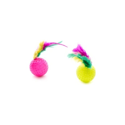 JK ANIMALS Hračka Míček s pírkem 2 ks, plastová hračka 4 cm – Hledejceny.cz