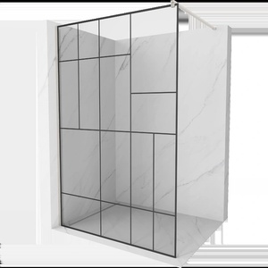 Mexen Kioto душ-преграда Walk-in 80 x 200 см, черен модел 8 мм, матиран никел - 800-080-101-97-78 (800-080-101-97-78)