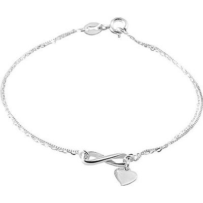 Šperky eshop stříbrný s dvojitým řetízkem symbol nekonečna srdíčko AC24.30