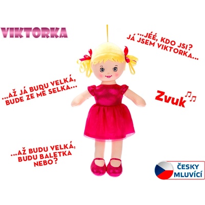 Mikro trading Viktorka hadrová 32 cm česky mluvící tmavě růžová