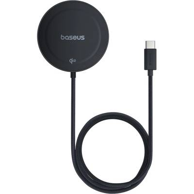 Baseus - Магнитно безжично зарядно Simple Mini4 (P10273300121-02) - Универсално, със стойка, USB-C, Qi2, 15W, 1m - Cosmic Black