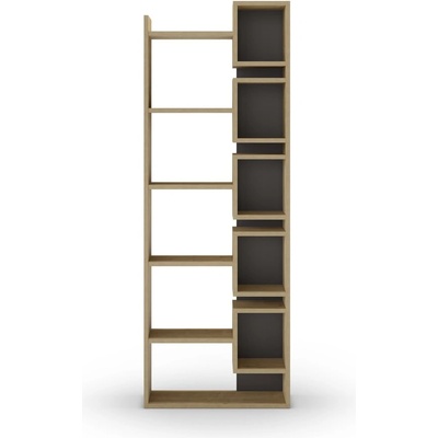 Marckeric Етажерка за книги в дъбов декор в черен и естествен цвят 60x168, 5 cm Eladi - Marckeric (17226)