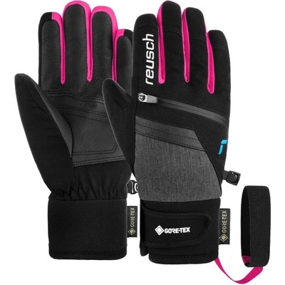 Reusch Travis Gore-tex Junior dětské lyžařské rukavice black/black melange/pink glo