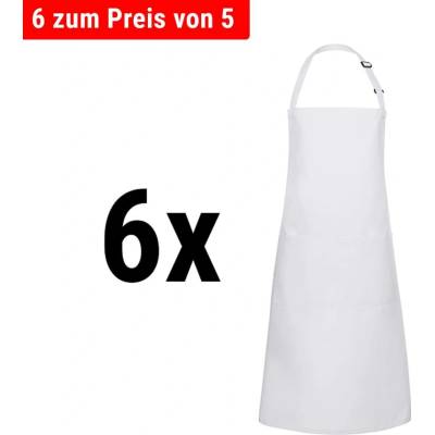 G.Gastro 6 ks Karlowsky Zástěra s laclem a kapsou Basic bílá D9785840
