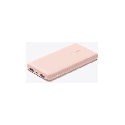 Apple Belkin BOOST CHARGE (10000 mAH) Power Bank with USB-C 15W - Dual USB-A - 15cm USB-A to C Cable - Pink (BPB011btRG)