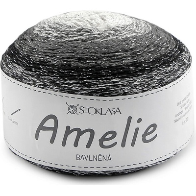 Bavlněná pletací příze Amelie s lurexem 200 g, střední, 2 černá stříbrná