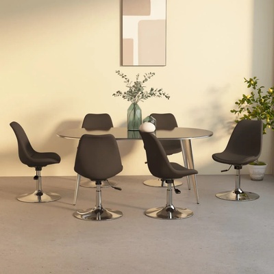 vidaXL Въртящи се трапезни столове, 6 бр, тъмнокафяви, текстил (3085360)