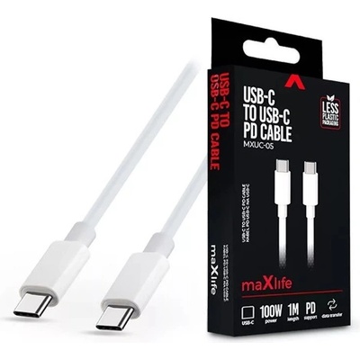 Maxlife TF-0181 1m 100W Type C мъжки-мъжки бял кабел за данни и зареждане (TF-0181)