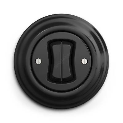 - Ретро двоен стълбищен ключ с рамка № 6+6 черен (KA0016D)