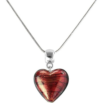 Lampglas Výrazný náhrdelník fire heart s 24-karátovým zlatom v perle NLH23