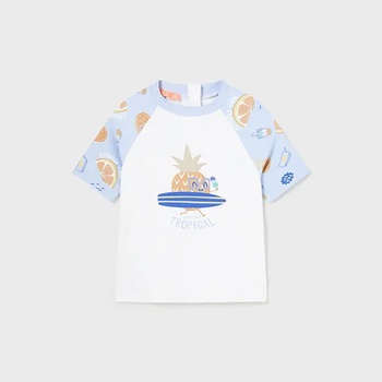 MAYORAL Тениска къс ръкав слънцезащита бяло и небесно синьо за бебе момче Mayoral