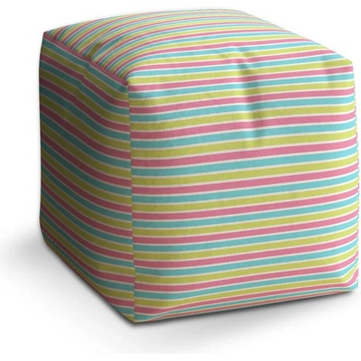 Sablio Taburet Cube Proužky: 40x40x40 cm