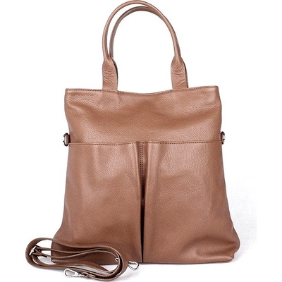 Borse In Pelle velká kožená shopper kabelka no. 711 A4 hnědá